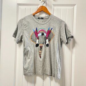 Markus Lupfer Beaded Tribal Elephant Tee Grey – S